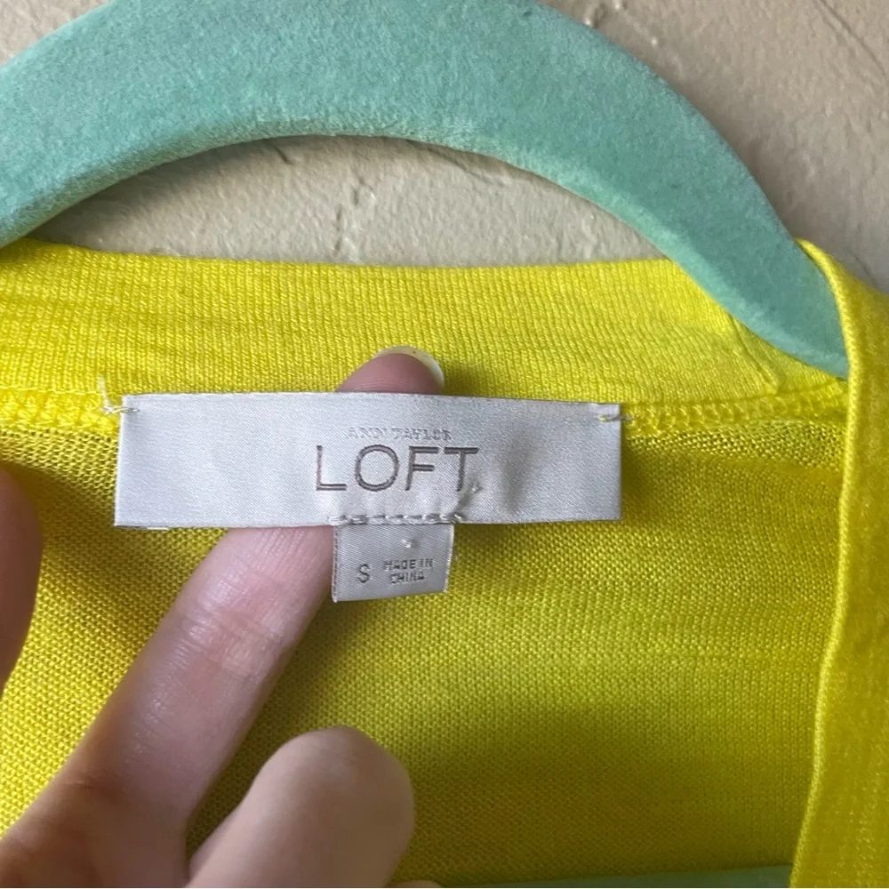 Ann Taylor Yellow Button Down Quarter Sleeve Cardigan_4